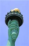 View of the Statue of Liberty's Torch on Liberty Island in New York City.