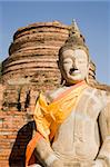 Buddha image at the temple of Wat Yai Chai Mongkol in Ayutthaya near Bangkok, Thailand.