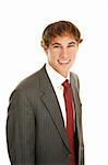 Portrait of a handsome young businessman fresh out of college and eager for work.  Isolated on white.