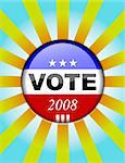 Vote button - presidential elections button with striped background