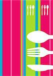 Retro striped background design with cutlery silhouette