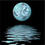 large moon reflecting over smooth waves on water