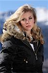 blond girl at ski resort