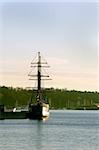 A square sail ship docked in the Oslo Fjord, Norway