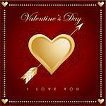 Vector - Valentine's day card with hearts and arrow. Hundreds of flowers decoration in the background.