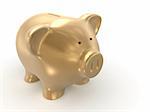 3d rendered illustration of a golden piggy bank