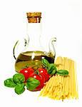 Basic ingredients for a simple italian pasta