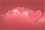 Pink glowing background with blend of lines and hearts getting larger.