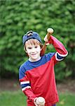 Cute Little Baseball Player Practicing
