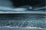 Picture of a beach at night (blue toned)