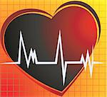 Illustration of a heart and heart pulses