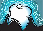 Illustration of teeth in wave blue background