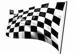 Rippled black and white chequered flag on pole (illustration)