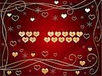 3d golden hearts, red letters, text - you steal my heart, flowers, stars
