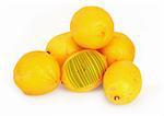 ripe lemons with abstract bar code, gente natural shadow in front (bar code of non-existing product)
