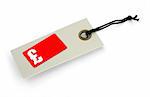Sale tag with copy space for price and L symbol, no copyright infringement