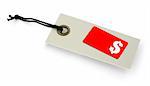 Sale tag with copy space for price and $ symbol, no copyright infringement