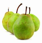 group of ripe green pears on white background