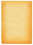 sheet of old stained paper isolated on pure white background