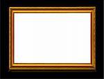 golden frame with reflection isolated on deep black background