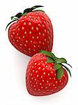 3d rendered illustration of two red strawberries