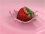 3d rendered illustration of yogurt with a strawberry