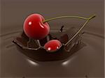3d rendered illustration of chocolate with cherries