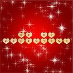 3d golden hearts, red letters, text - be my valentine, background stars, lights