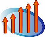 Arrow bar chart, 3d isometric vector illustration