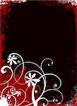 Black and red grunge inspired floral background with room for your own text