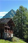 Tipical rural mountain wooden house "Walser", Italy-Swiss border.