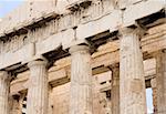Close up of columns of the Parthenon at the Acropolis of Athens in Athens, Greece. c 5th century BC.