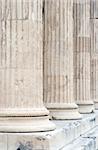 Close up view of base of columns on the Erechtheum at the Acropolis in Athens, Greece. c 5th century B.C.