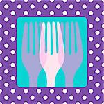 Greeting card or menu design with polkadots and fork