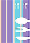 Retro striped food/restaurant/menu design with cutlery silhouette