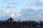 Traditional russian orthodox church against blue sky.