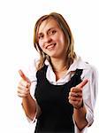 Woman giving the thumbs up and smiling