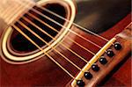 Body of an old acoustic guitar close up