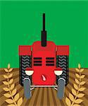Illustration of a tractor ploughing field