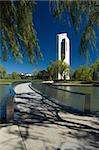 bridge pathway to famous white Carillion in Canberra