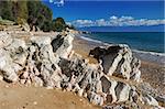 Picture of a spectacular Mediterranean beach covered in white rocks, pebbles and sand