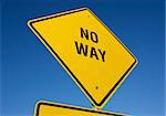 No Way road sign with deep blue sky background. Contains clipping path.