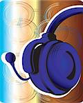 Blue head phone on abstractive  background