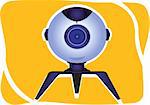 Illustration of Webcam on yellow  background