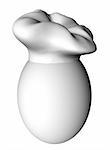 3d render of an egg waering a white chef hat