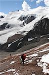 Two hikers descending Aconcagua's Normal Route