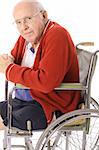 handsome senior citizen in wheelchair vertical