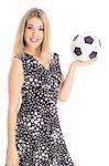 gorgeous blonde holding soccer ball