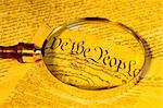 Magnifying glass and United States Constitution