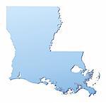 Louisiana(USA) map filled with light blue gradient. High resolution. Mercator projection.